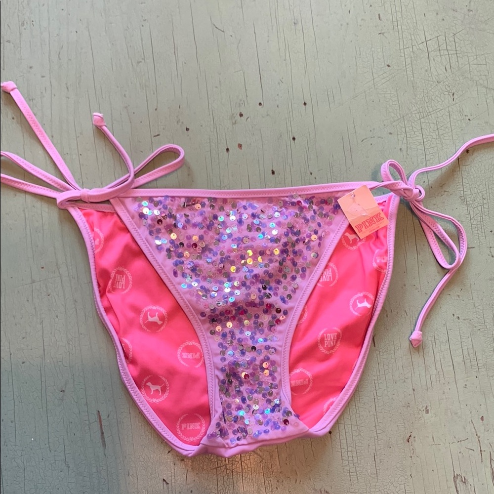 LOVE PINK Pink Sequin Bikini Bottom
